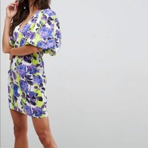 Purple ASOS puffy sleeve dress